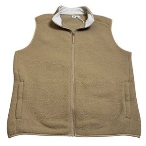 Tentree Fleece Vest Mens XL Tan Cartouche Ecoloft Full Zip Gorpcore NEW